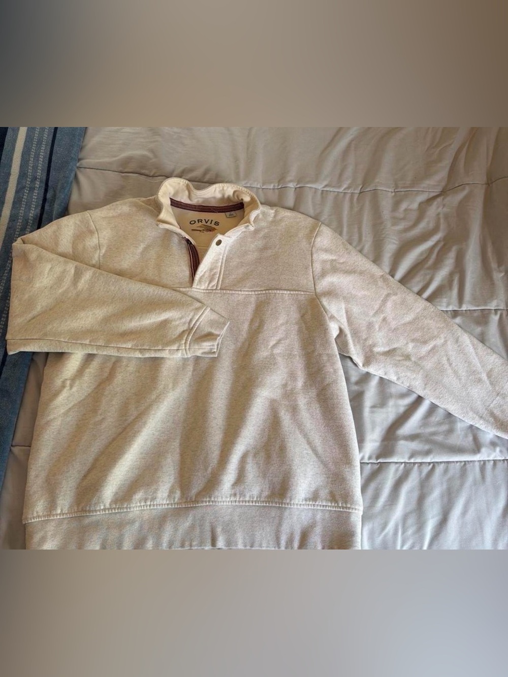 Orvis Men's Cream/Tan Half-Zip Heavyweight Sweater